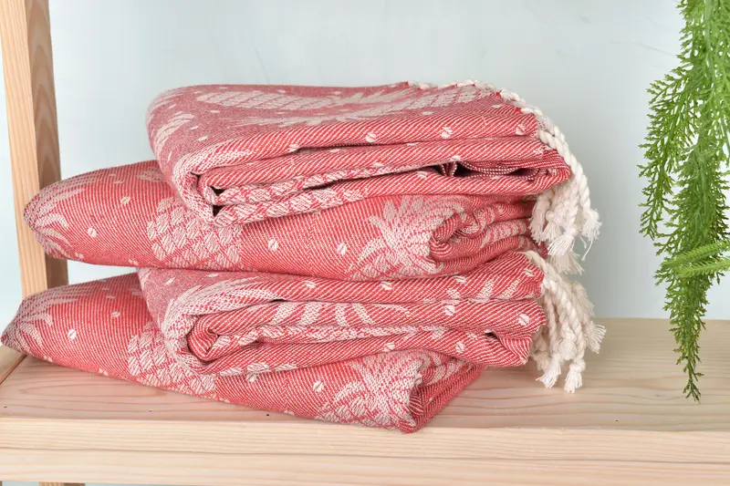 Summer Gift, Beach towel, Handmade Turkish Towel, Wedding Gift, Embroidery Towel, Bachelor Party Favors, 80x40 Cotton Pineapple Design Towel - 8