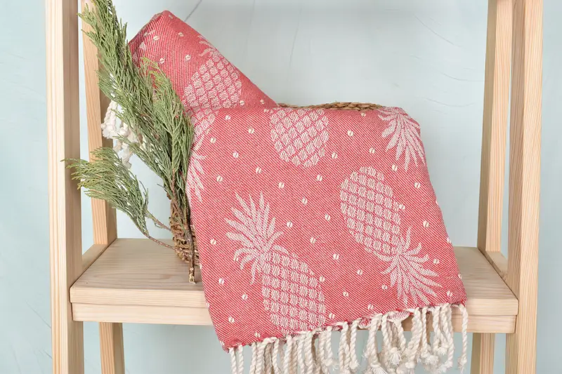 Summer Gift, Beach towel, Handmade Turkish Towel, Wedding Gift, Embroidery Towel, Bachelor Party Favors, 80x40 Cotton Pineapple Design Towel - 5
