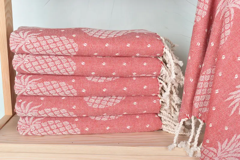 Summer Gift, Beach towel, Handmade Turkish Towel, Wedding Gift, Embroidery Towel, Bachelor Party Favors, 80x40 Cotton Pineapple Design Towel - 2