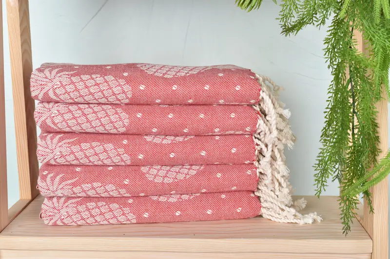 Summer Gift, Beach towel, Handmade Turkish Towel, Wedding Gift, Embroidery Towel, Bachelor Party Favors, 80x40 Cotton Pineapple Design Towel - 3