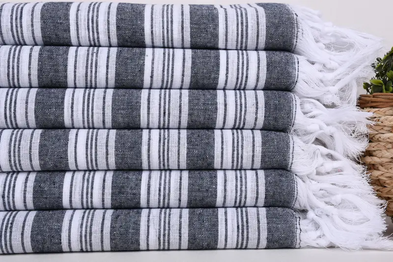 Turkish towel, Monogram Turkish Bath Towel, Quick-dry towel, 70x40 Cotton Striped Towel, Personalized Wedding Gift For Couple, Sand-free towel - 2