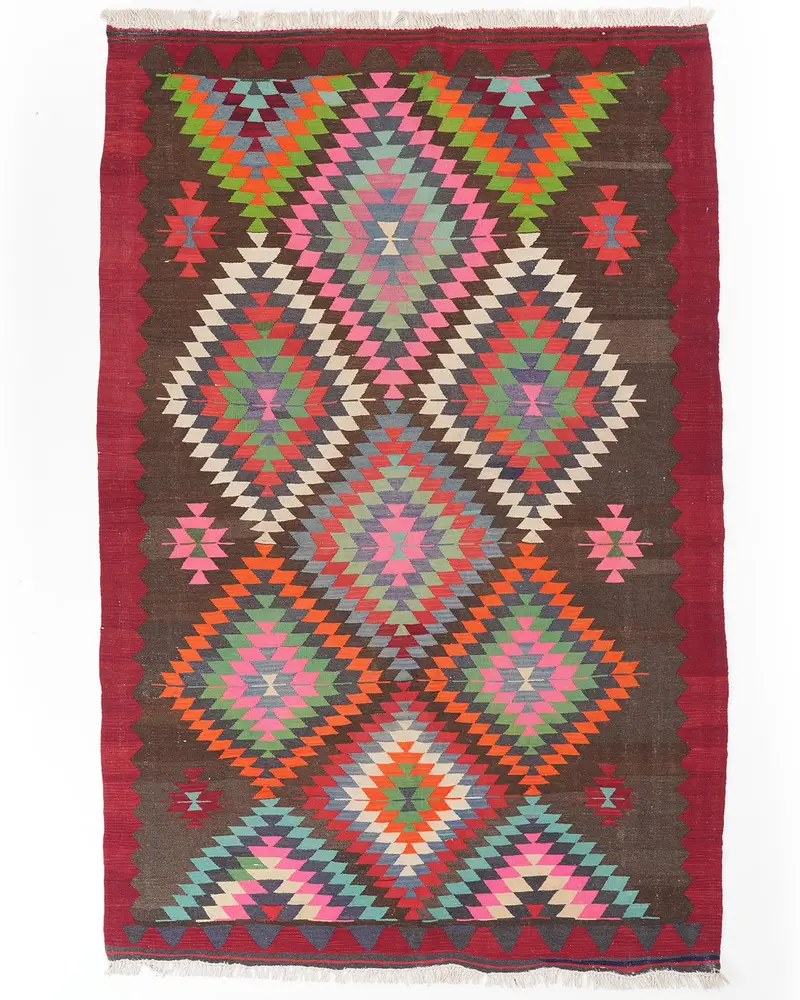 Kahverengi Gökkuşağı Halı, 5,5x8,5 ft Şık Modern Dekor