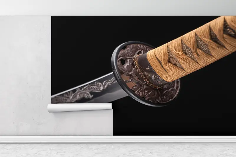 Custom Wall Paper, Asian Katana Wall Print, , Blade Ornament Wall Painting, 3d Wall Paper, Bright Wall Paper, Samurai Wall Poster, - 1