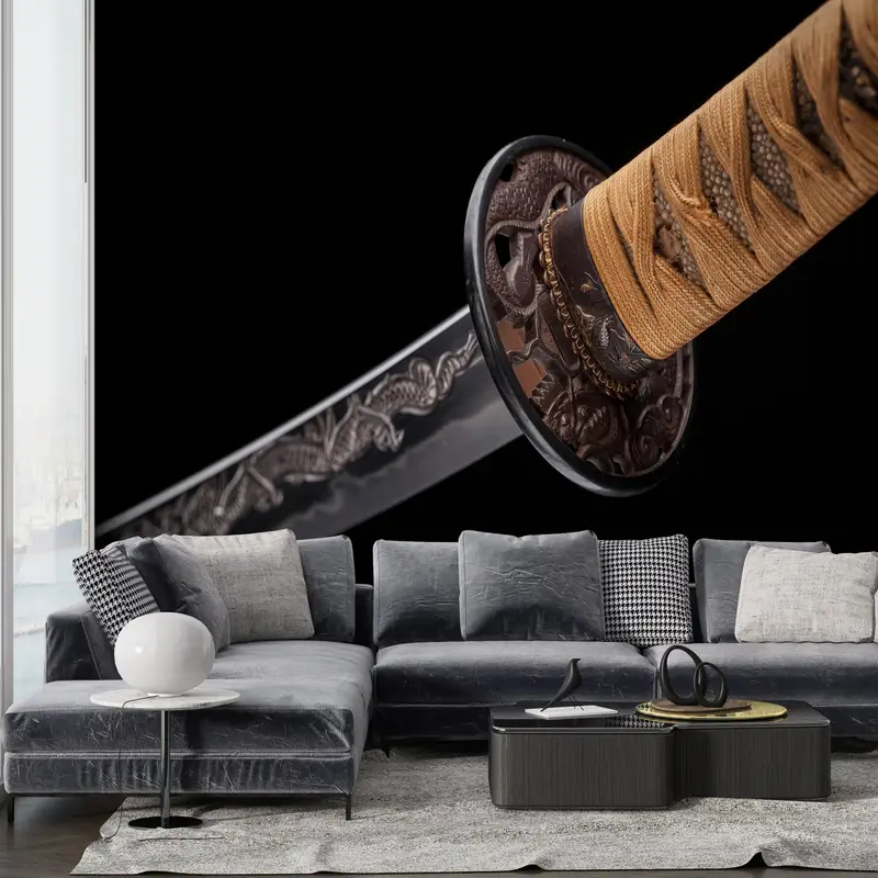 Custom Wall Paper, Asian Katana Wall Print, , Blade Ornament Wall Painting, 3d Wall Paper, Bright Wall Paper, Samurai Wall Poster, - 6