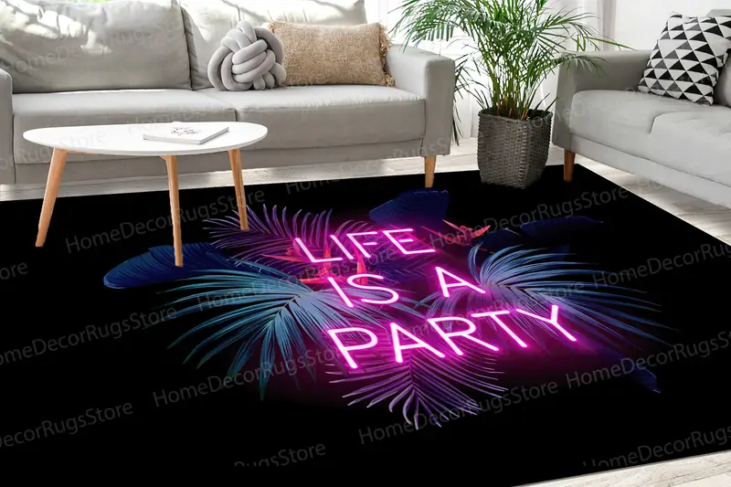 Tropical Party Design Printed Rug: Vibrant Tropical Vibes