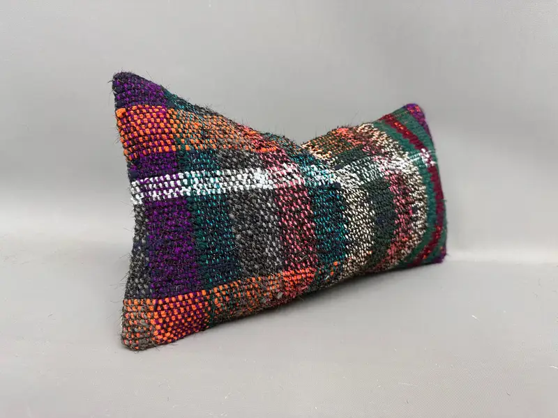 Kilim Pillow Cover, 8x16 Blue Cushion Cover, Cushion Cover, Vintage Pillow, Tapestry Cushion Cover, Boho Pillow Sham Cover - 2