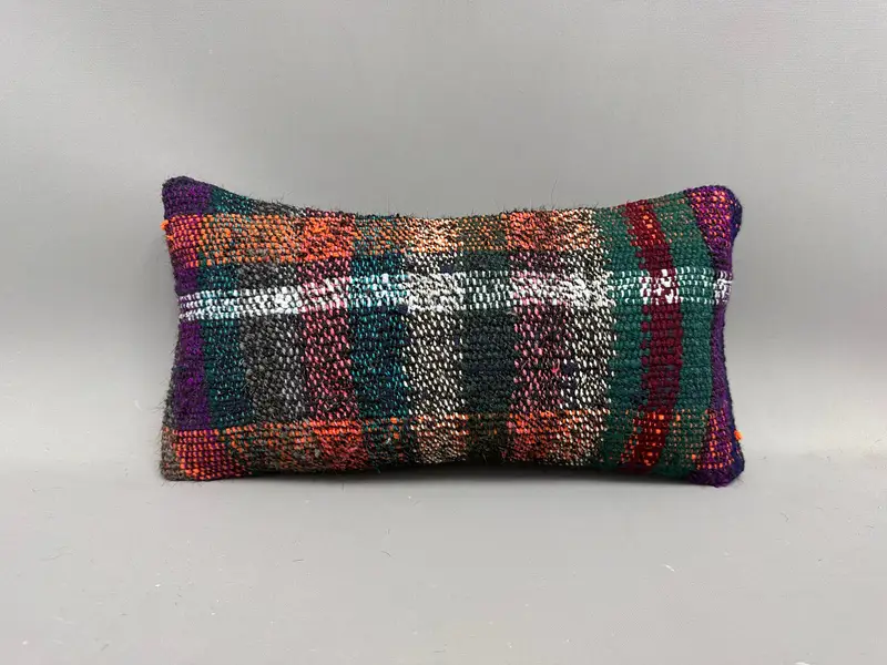 Kilim Pillow Cover, 8x16 Blue Cushion Cover, Cushion Cover, Vintage Pillow, Tapestry Cushion Cover, Boho Pillow Sham Cover - 4