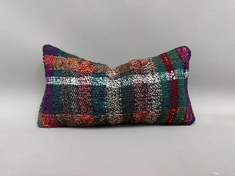 Kilim Pillow Cover, 8x16 Blue Cushion Cover, Cushion Cover, Vintage Pillow, Tapestry Cushion Cover, Boho Pillow Sham Cover - 1