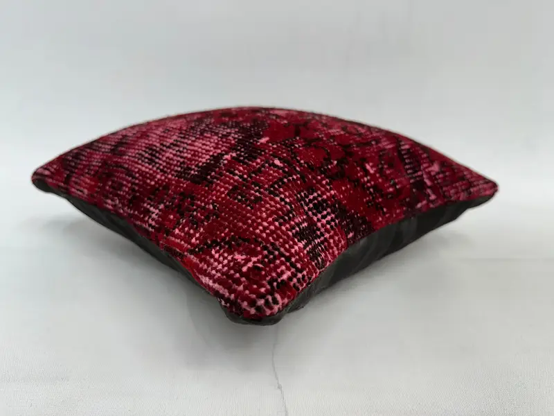 Ethnical Kilim Rug Pillow, 12x12 Red Cushion, Boho Throw Cushion Case, Handmade Kilim Cushion, Cushion, Interior Designer Pillow - 6