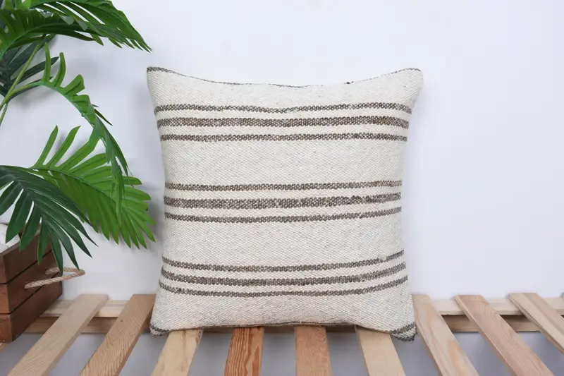 Boho Throw Cushion, Antique Pillows, Muted Cushion Cover, Boho Pillow Sham Cover, 16x16 White Pillow Case, Interior Designer Pillow, Cushion Case - 1