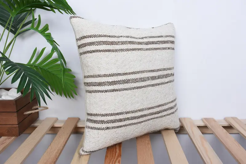 Boho Throw Cushion, Antique Pillows, Muted Cushion Cover, Boho Pillow Sham Cover, 16x16 White Pillow Case, Interior Designer Pillow, Cushion Case - 4