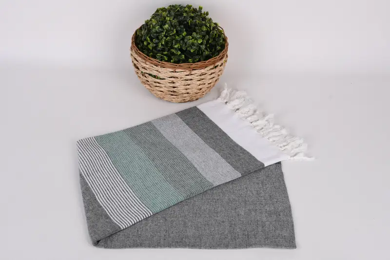Spa Towel, Luxury Turkish beach towel with fringe, Baby Boy Gift, Summer Gift, 68x40 Cotton Striped Towel, Lightweight Turkish towel, Cotton towel - 4