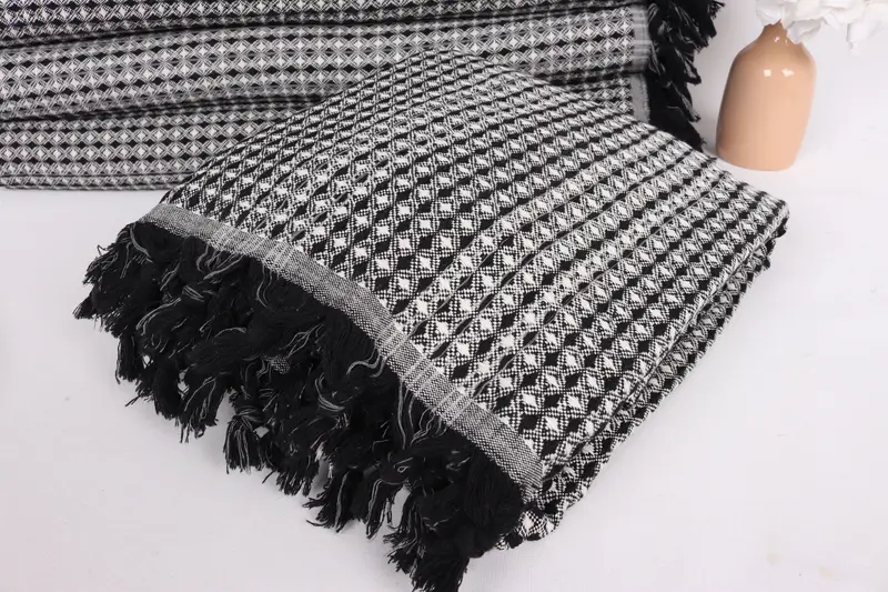 Bachelorette Party Gifts For Bride, Organic Throw, 96x70 Cotton Striped Towel, Monogram Blanket, Woven Throw Blanket, Turkish Blanket, Memorial Gift - 5