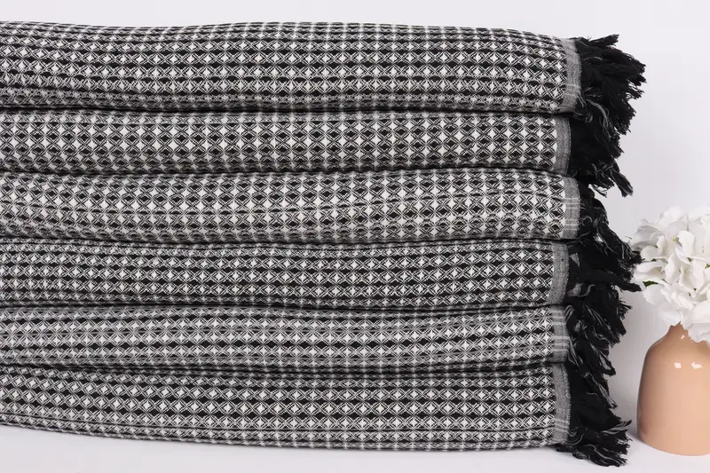 Bachelorette Party Gifts For Bride, Organic Throw, 96x70 Cotton Striped Towel, Monogram Blanket, Woven Throw Blanket, Turkish Blanket, Memorial Gift - 3