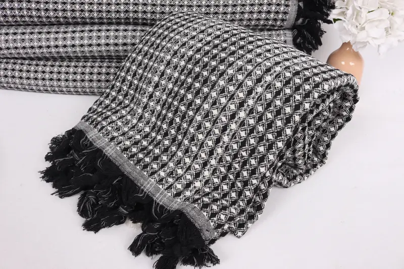Bachelorette Party Gifts For Bride, Organic Throw, 96x70 Cotton Striped Towel, Monogram Blanket, Woven Throw Blanket, Turkish Blanket, Memorial Gift - 4