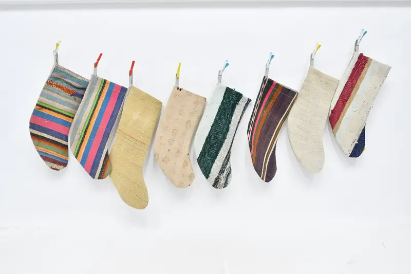 Patrón de adornos navideños, preciosa media tradicional Kilim de 8 pulgadas