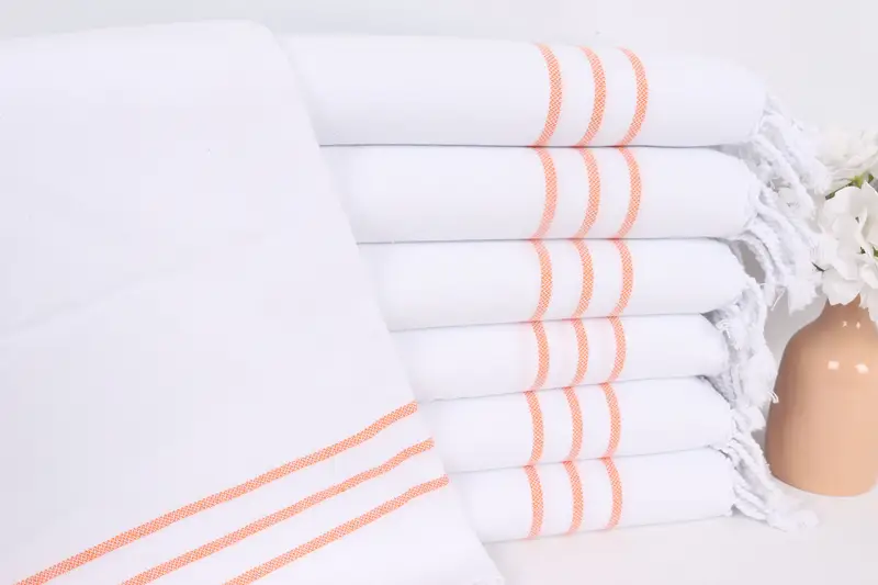 Orange Cotton Tea Towel Monogram Hand Towel Striped, 24x40 Inches