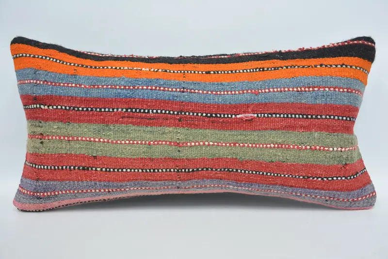 Pillow Cover, Kilim Cushion Sham, Gift Pillow, Outdoor Patio Pillow Cover, Ethnical Kilim Rug Pillow, 12x24 Red Pillow Case, Accent Throw Pillow - 1