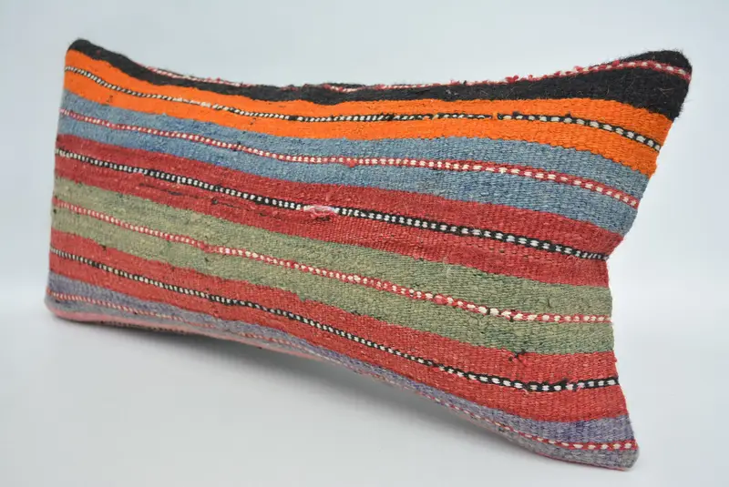 Pillow Cover, Kilim Cushion Sham, Gift Pillow, Outdoor Patio Pillow Cover, Ethnical Kilim Rug Pillow, 12x24 Red Pillow Case, Accent Throw Pillow - 4