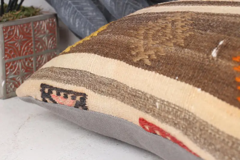 Home Decor Pillow, Pillow Cover, 12x24 Beige Cushion Case, Throw Kilim Pillow, Handmade Throw Pillow Sham, Interior Designer Pillow, Natural Cushion - 7
