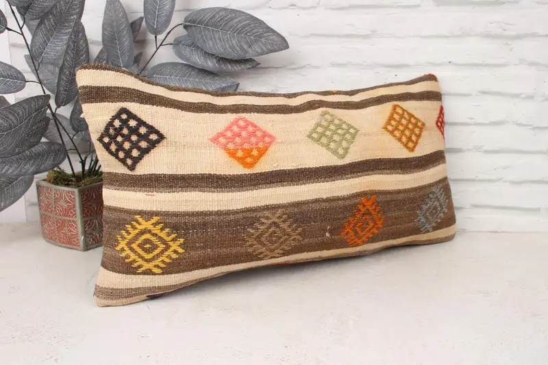 Home Decor Pillow, Pillow Cover, 12x24 Beige Cushion Case, Throw Kilim Pillow, Handmade Throw Pillow Sham, Interior Designer Pillow, Natural Cushion - 3