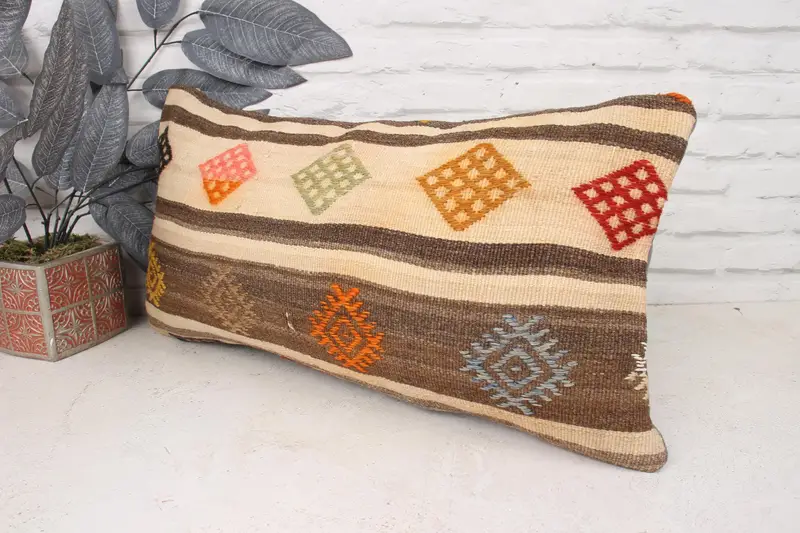 Home Decor Pillow, Pillow Cover, 12x24 Beige Cushion Case, Throw Kilim Pillow, Handmade Throw Pillow Sham, Interior Designer Pillow, Natural Cushion - 4