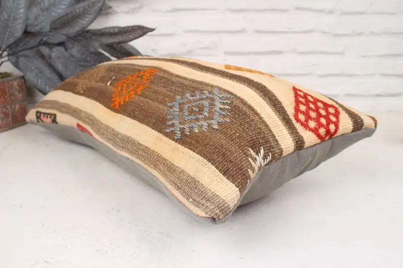 Home Decor Pillow, Pillow Cover, 12x24 Beige Cushion Case, Throw Kilim Pillow, Handmade Throw Pillow Sham, Interior Designer Pillow, Natural Cushion - 6
