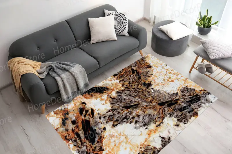 Kahverengi Mermer Baskılı Halı: Çağdaş Lüks Mermer Tasarımı