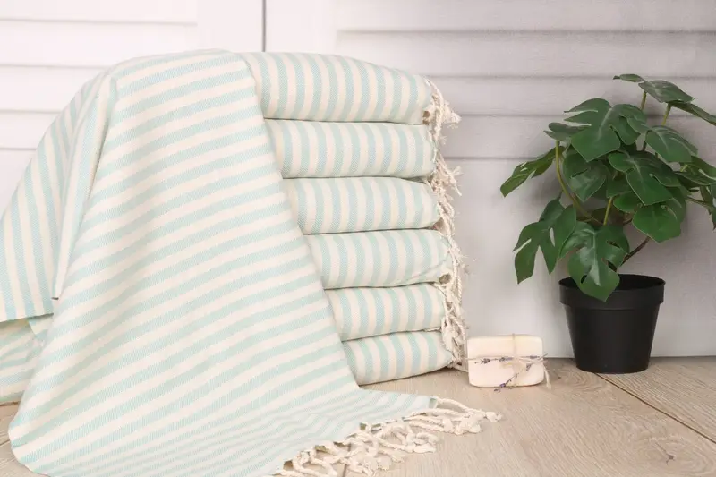 Personalized Hand Towel, Personalized Kitchen Towel, Gift For The Home Decor, Welcome Wedding Gift, 40x24 Cotton Striped Towel, Custom Hand Towel - 1