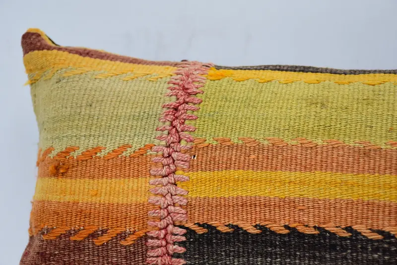 Pillow Case, Handmade Kilim Cushion, Kilim Pillow, Couch Pillow, Authentic Cushion, Turkish Pillow, 12x36 Green Pillow Cover - 2