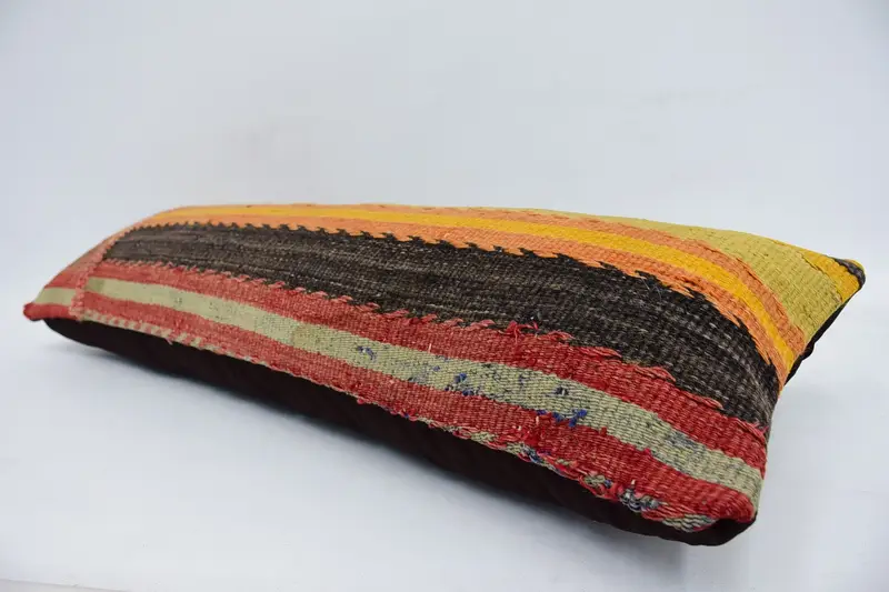 Pillow Case, Handmade Kilim Cushion, Kilim Pillow, Couch Pillow, Authentic Cushion, Turkish Pillow, 12x36 Green Pillow Cover - 5