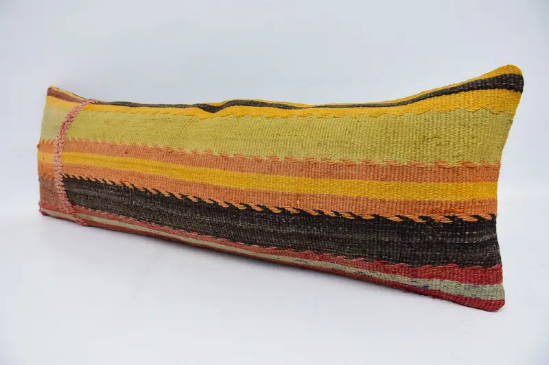 Pillow Case, Handmade Kilim Cushion, Kilim Pillow, Couch Pillow, Authentic Cushion, Turkish Pillow, 12x36 Green Pillow Cover - 4