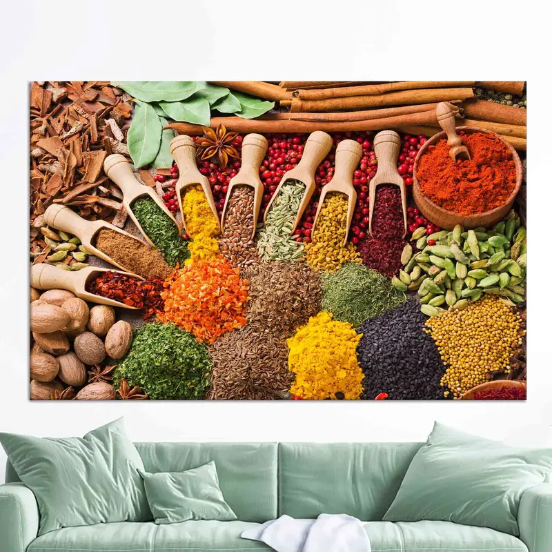 Trendige Leinwand für die Bauernküche: Buntes Gewürz-Kunstwerk