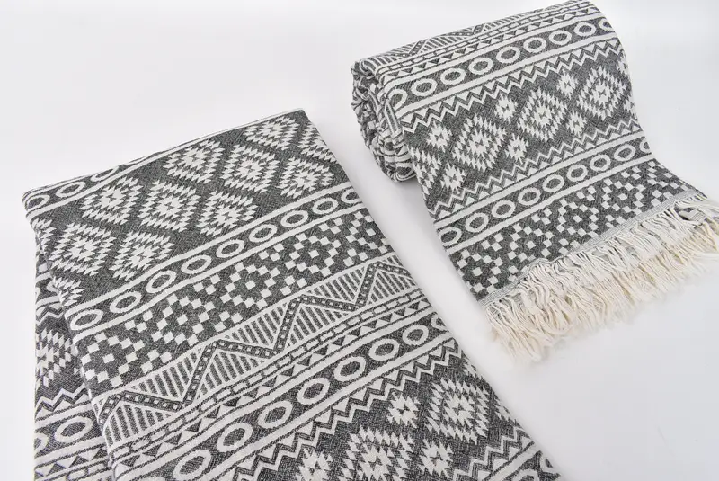 68x36 Cotton Geometric Towel, Peshtemal Towel, Custom Gift, Hammam Towel USA, First Wedding Anniversary Gift, Custom Wedding Gift, Personalised Gift - 8