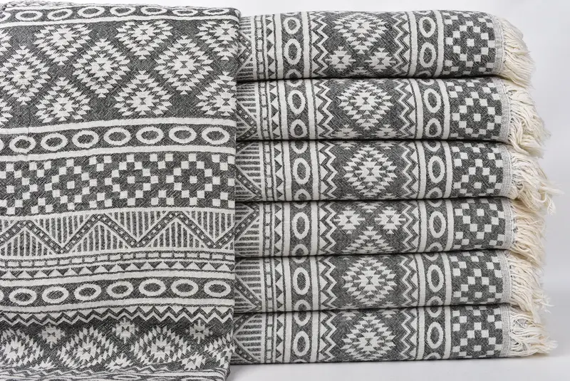 68x36 Cotton Geometric Towel, Peshtemal Towel, Custom Gift, Hammam Towel USA, First Wedding Anniversary Gift, Custom Wedding Gift, Personalised Gift - 2