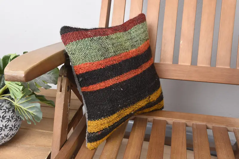 12x12 Brown Pillow Cover, Nautical Throw Pillow, Car Pillow, Turkish Kilim Pillow, Vintage Pillow, Handmade Kilim Cushion, Cushion - 2