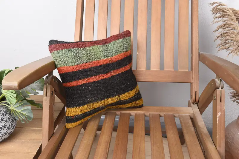 12x12 Brown Pillow Cover, Nautical Throw Pillow, Car Pillow, Turkish Kilim Pillow, Vintage Pillow, Handmade Kilim Cushion, Cushion - 1