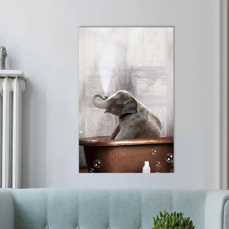 Fil Banyo Kanvası: Zarif Dekor için Basılı Sanat