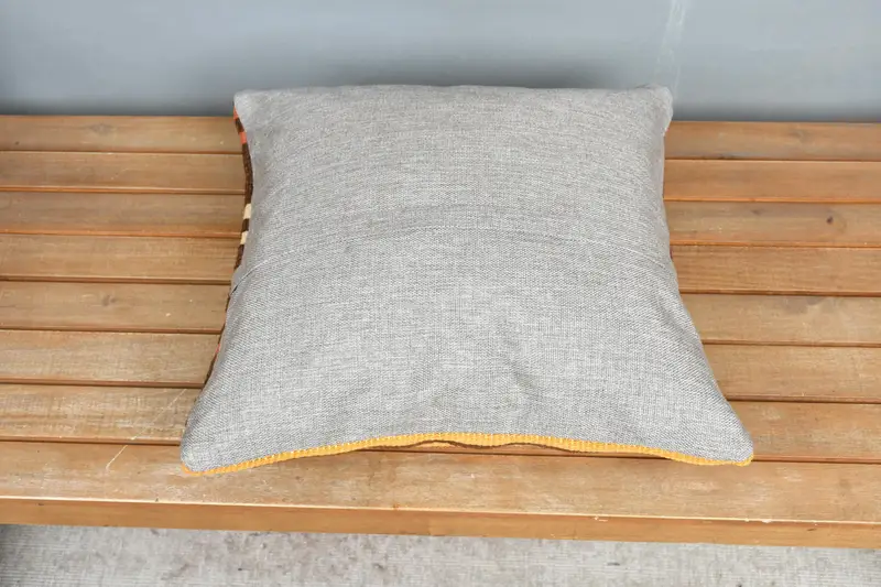 Pillow Sham, Patio Pillow Case, Pet Pillow Cover, Handwoven Pillow Cover, Turkish Pillow, Kilim Cushion Sham, Vintage Pillow, 18x18 Brown Pillow - 5