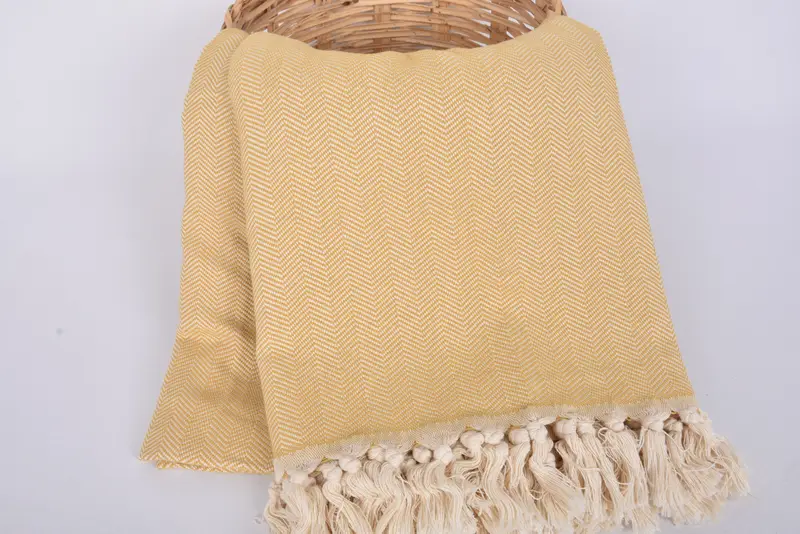 Welcome Wedding Gift, Decorative Blanket, Tablecloth, Organic Throw, 100x80 Cotton Herringbone Towel, Boho Throw Blankets, Beach Theme Wedding Gift - 5