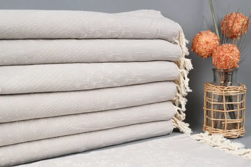 Handwoven Dish Towel Monogrammed Light Gray 18x36 Inches