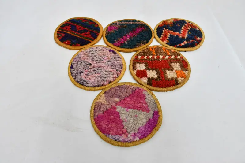 Bohemian Round Coasters, Pink and Bronze Coasters