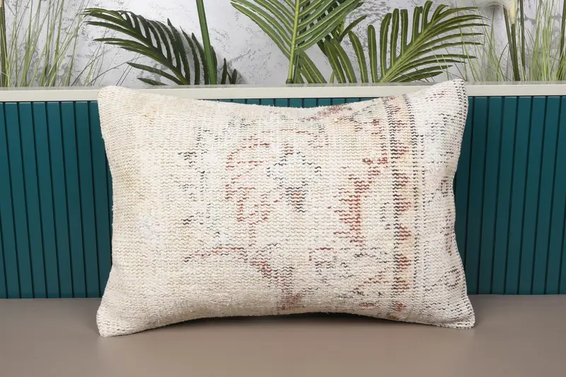 Beige & braunes Southwestern Kissen, handgemachtes Vintage Kissen