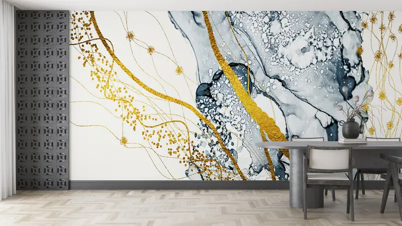 Zarif Altın Mermer Duvar Kağıdı: Çağdaş Pırıltılı Lüks