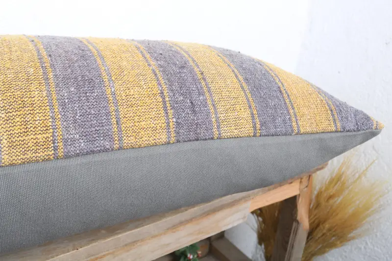 Meditation Cushion, Car Cushion, Cushion Cover, Throw Kilim Pillow, Gift Pillow, 16x36 Yellow Pillow Case, Kilim Cushion Sham - 6