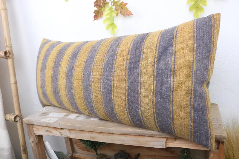 Meditation Cushion, Car Cushion, Cushion Cover, Throw Kilim Pillow, Gift Pillow, 16x36 Yellow Pillow Case, Kilim Cushion Sham - 4