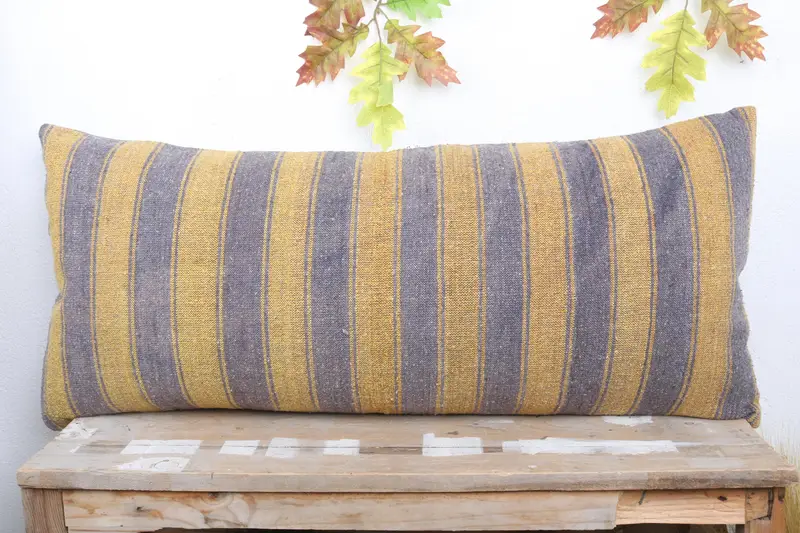 Meditation Cushion, Car Cushion, Cushion Cover, Throw Kilim Pillow, Gift Pillow, 16x36 Yellow Pillow Case, Kilim Cushion Sham - 2