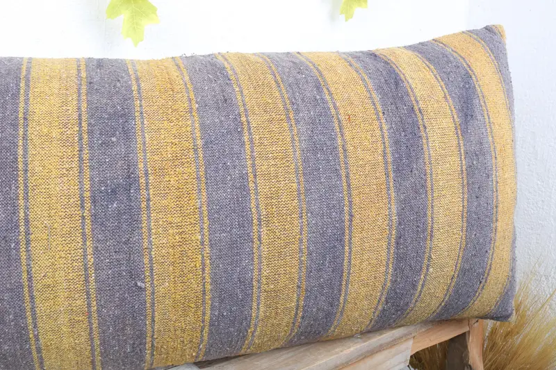 Meditation Cushion, Car Cushion, Cushion Cover, Throw Kilim Pillow, Gift Pillow, 16x36 Yellow Pillow Case, Kilim Cushion Sham - 5