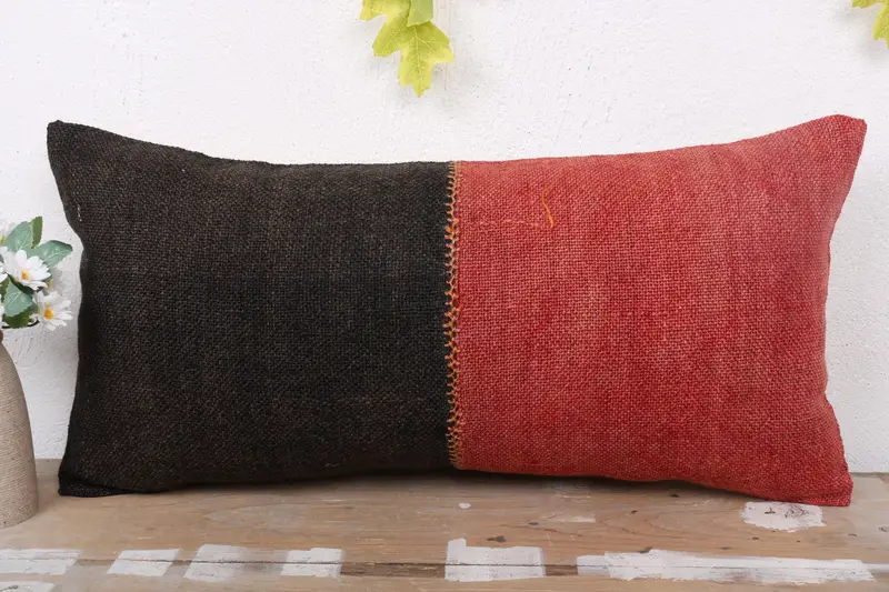 Vintage Kilim Pillow, Seat Cushion, Ethnic Pillow Cover Cushion, Throw Kilim Pillow, Pillow Sham, Pillow for Sofa, 12x24 Red Cushion Cover - 2