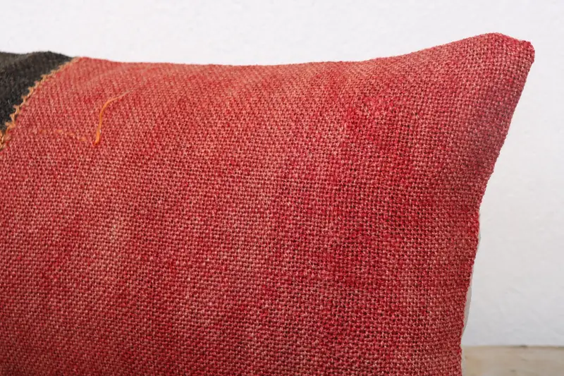 Vintage Kilim Pillow, Seat Cushion, Ethnic Pillow Cover Cushion, Throw Kilim Pillow, Pillow Sham, Pillow for Sofa, 12x24 Red Cushion Cover - 5